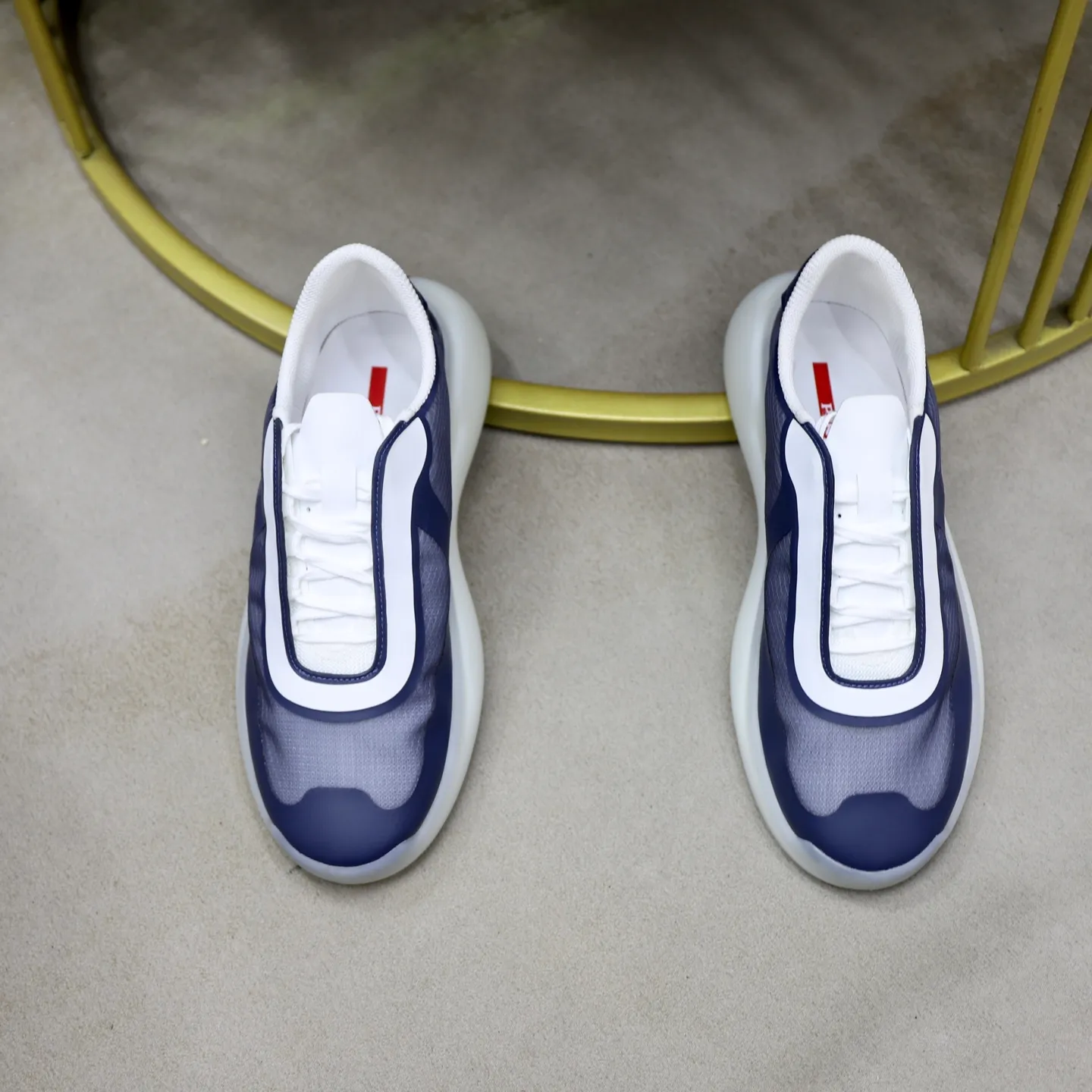 Men's Shoes 💰760💰 PRADA America's Cup Recycled Nylon and Bike Fabric Sneakers Practical and innovative, these regenerated nylon sneakers are modern, with lightweight soles and minimalist details. The upper is decorated with temperature-locking adhesive tape, screen-printed ADA logo, nylon loop shoelaces, T sole, made of ultra-light foam rubber filling material, rubber pattern texture, sole height: 40 mm, removable fabric-covered insole, Size 39-44